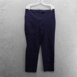 Talbots High Waist Straight Leg Crop Pants 12P Blue Career Casual Stretch Cotton